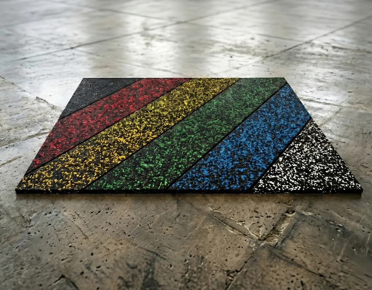 Tapis en caoutchouc colorés pour l'espace fitness d'hôtel — protection de sol en plusieurs couleurs
